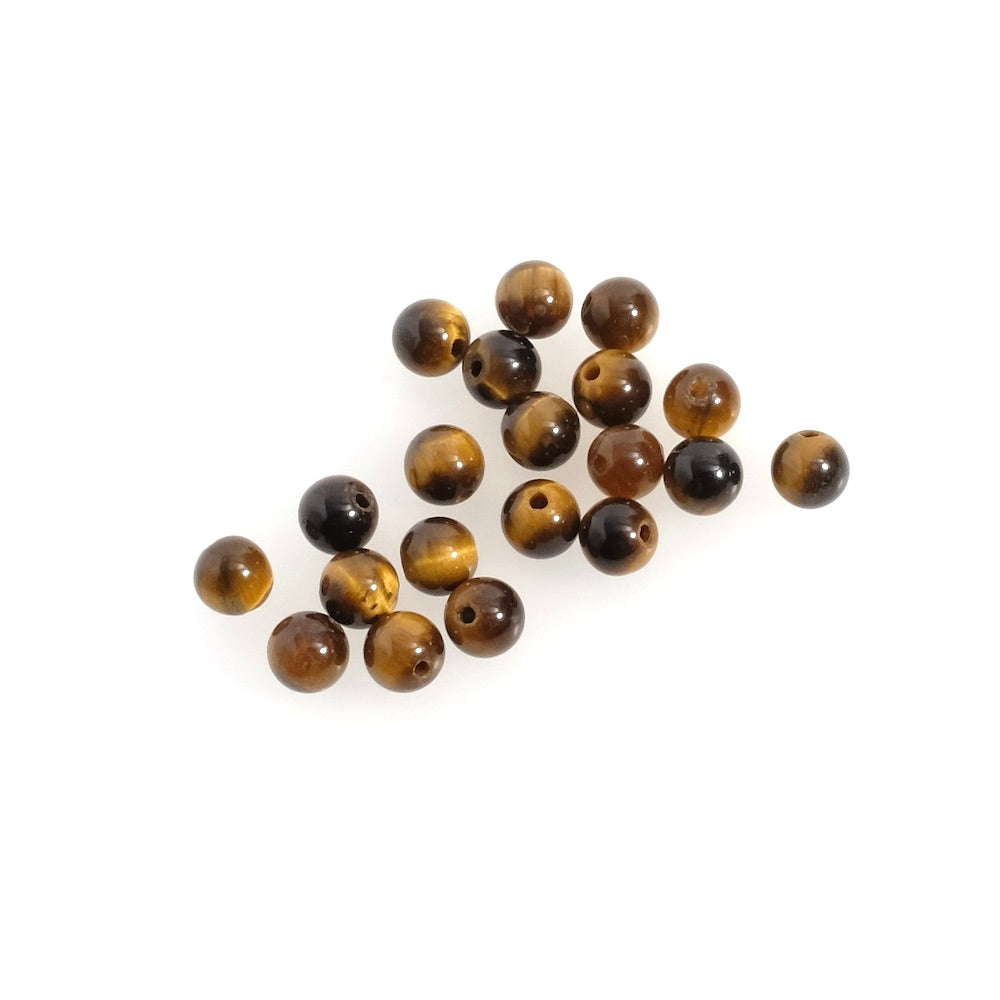 20 perles naturelles rondes 4mm en Oeil de tigre