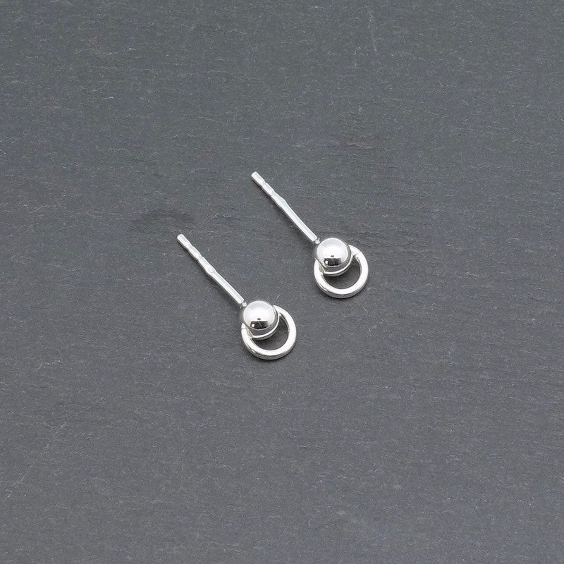 Lot de 2 Boucles d'oreilles clous Boule en argent massif 925 