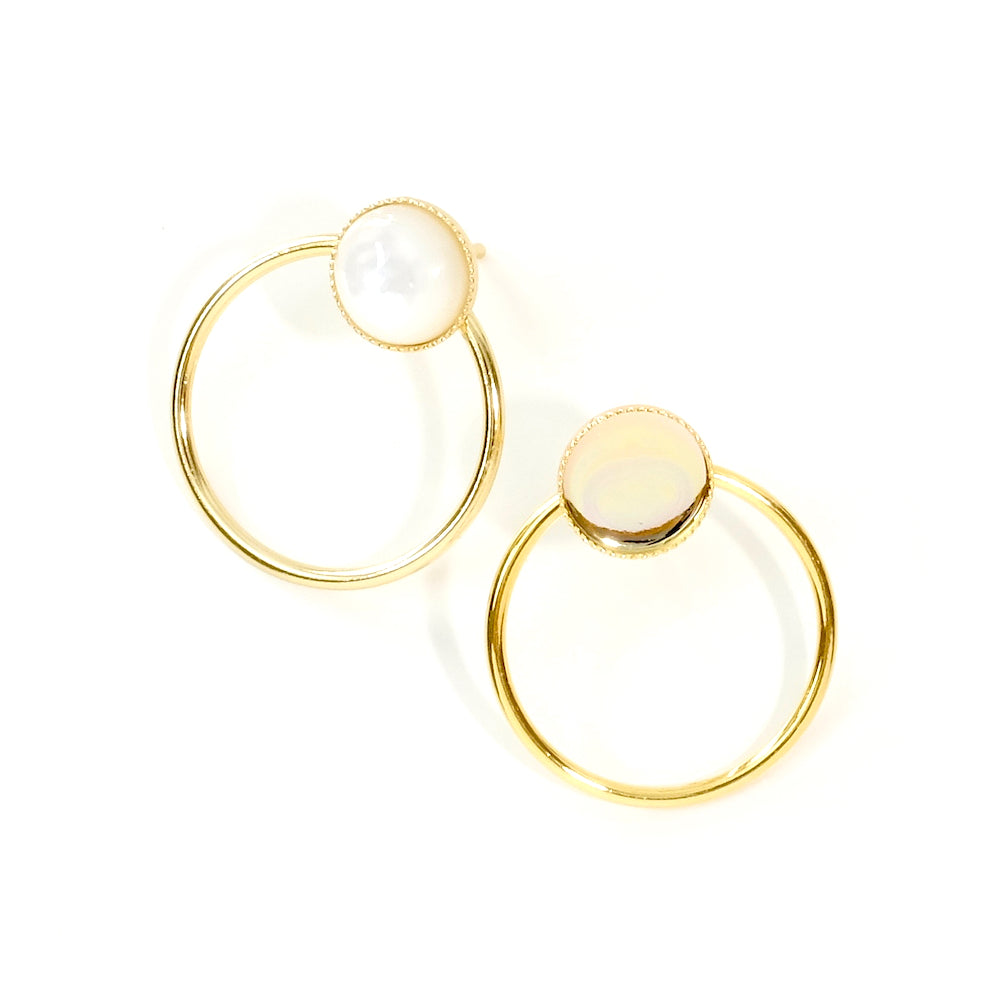 2 BO clous Cercle pour Cabochon 8mm en Laiton doré à l'or fin 24K