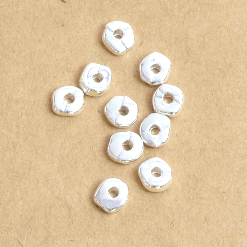 10 perles rondelles 5mm en métal Zamak Argenté