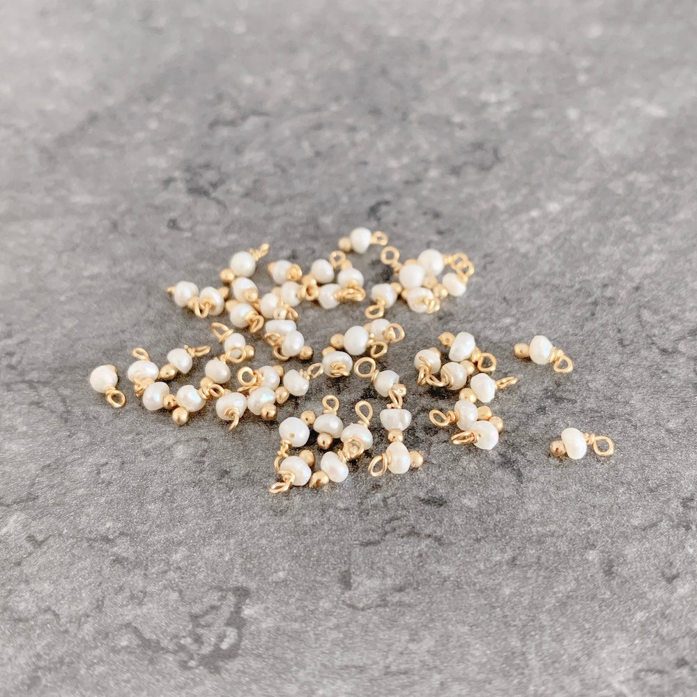 10 perles montées 3mm Laiton Doré à l&#39;or fin 24K et Nacre