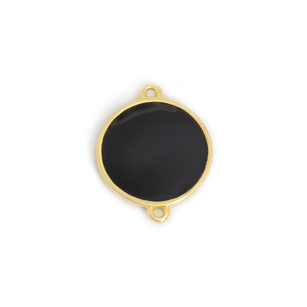 Connecteur rond 19mm émaillé Noir en Zamak doré Or 24K